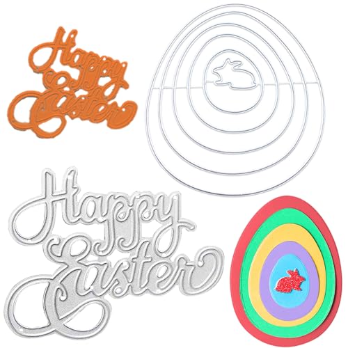 Stanzschablonen Ostereier Metall Prägeschablonen Stanzformen Ostern Prägeschablonen Stanzformen Schablonen Schneiden für DIY Grußkarte Scrapbooking Deko Easter Egg Rabbit Cutting Dies (A) von ACAREY