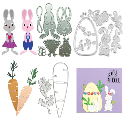 Stanzschablonen Osterhasen, Ostern Metall Stanzschablonen, Prägeschablonen Stanzformen Ostern Hase, Stanzmaschine Schablonen Cutting Dies, für DIY Kartenbasteln Grußkarten Geschenkverpackung (A) von ACAREY