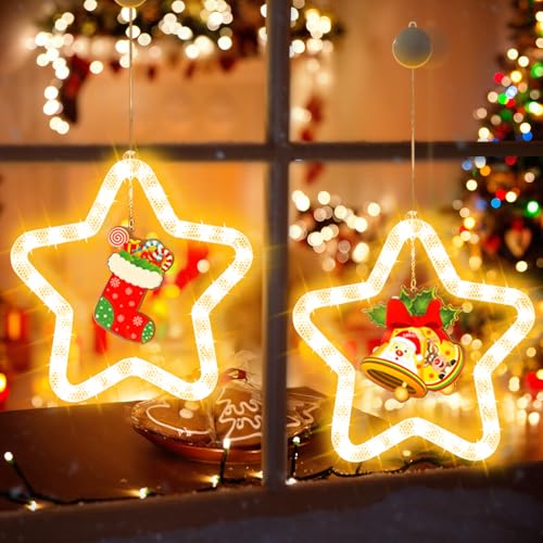 Weihnachtsdeko LED Sterne Weihnachtsbeleuchtung Groß 28cm 2Stück Weihnachtsdeko Fenster Lichterkette Batteriebetriebene, Dynamisch Fließender Blitz Weihnachtsstern Innen Für Weihnachten Party (B) von ACAREY