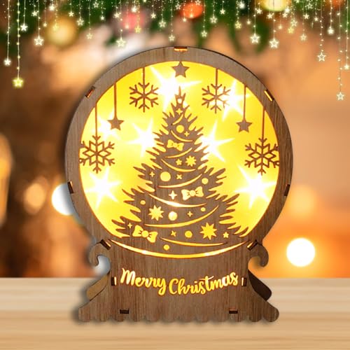 Weihnachtsdeko LED Weihnachtsbeleuchtung aus Holz, Weihnachtsstern Beleuchtung Fensterbeleuchtung, LED Weihnachtsmann Holz, LED Weihnachtsbaum Licht, Weihnachtsdeko Led für Innen (Weihnachtsbaum) von ACAREY