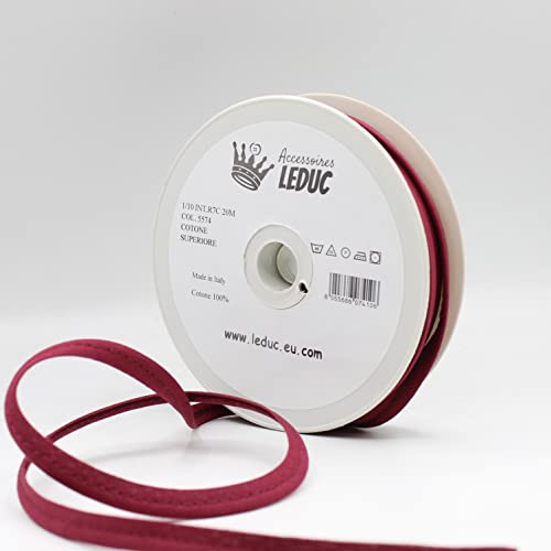 Leduc 20 m paspelband, Baumwolle, 30 Farben, zum Nähen von 10 mm (8+2), italienische Qualität, Bordeaux 5574 von ACCESSOIRES LEDUC