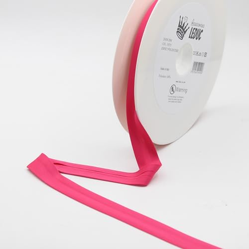 Leduc ZUBEHÖR Leduc 20 Meter Schrägband-Jersey aus Polyester, 29 Farben, zum Nähen, Doppelfalten 20+8+8 mm, 100% Polyester-Qualität, hergestellt in Italien, ideal für alle Konfektionen (Fushia10535) von ACCESSOIRES LEDUC