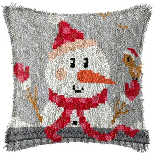 ACEMOOW Christmas Knüpfteppich Zum Selber knüpfen Knüpfsets 43x43cm Latch Hook Kit Selbst Knüpfen Set für Kinder und Erwachsene von ACEMOOW