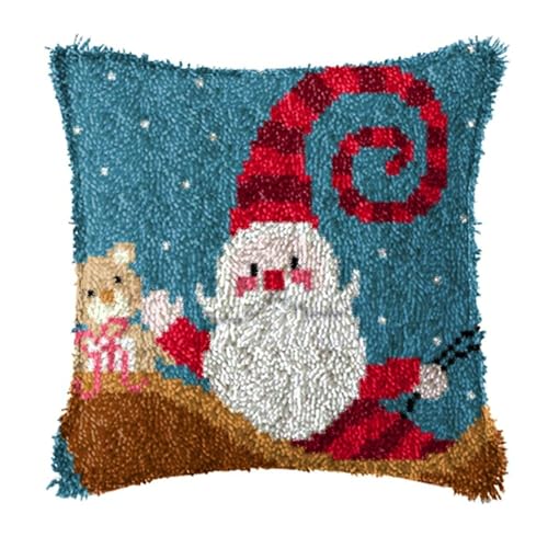 ACEMOOW Christmas Knüpfteppich Zum Selber knüpfen Knüpfsets 43x43cm Latch Hook Kit Selbst Knüpfen Set für Kinder und Erwachsene von ACEMOOW