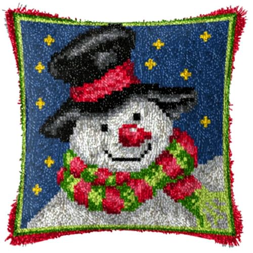 ACEMOOW Christmas Knüpfteppich Zum Selber knüpfen Knüpfsets 43x43cm Latch Hook Kit Selbst Knüpfen Set für Kinder und Erwachsene von ACEMOOW