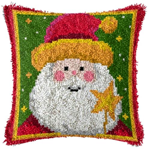 ACEMOOW Christmas Knüpfteppich Zum Selber knüpfen Knüpfsets 43x43cm Latch Hook Kit Selbst Knüpfen Set für Kinder und Erwachsene von ACEMOOW