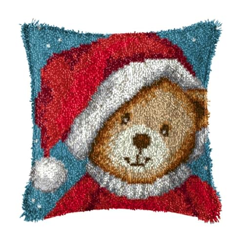 ACEMOOW Christmas Knüpfteppich Zum Selber knüpfen Knüpfsets 43x43cm Latch Hook Kit Selbst Knüpfen Set für Kinder und Erwachsene von ACEMOOW