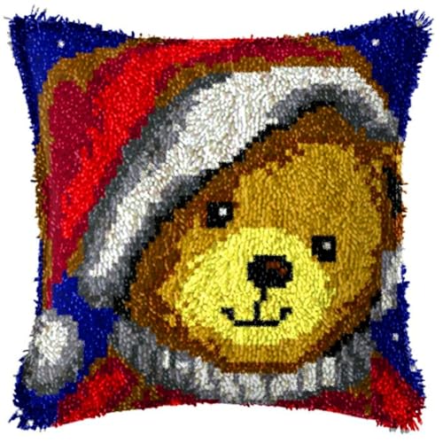 ACEMOOW Christmas Knüpfteppich Zum Selber knüpfen Knüpfsets 43x43cm Latch Hook Kit Selbst Knüpfen Set für Kinder und Erwachsene von ACEMOOW