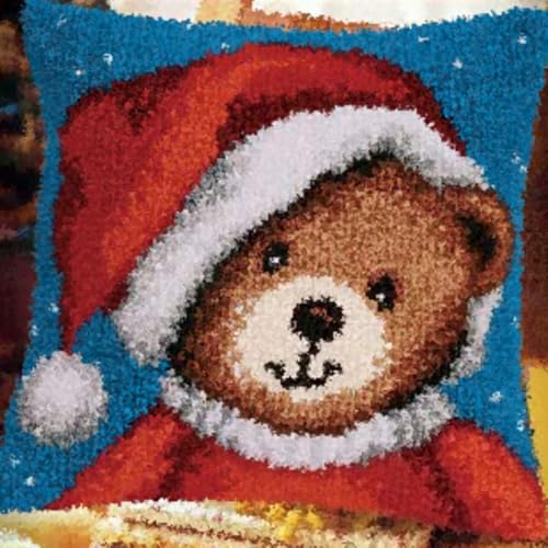 ACEMOOW Christmas Knüpfteppich Zum Selber knüpfen Knüpfsets 43x43cm Latch Hook Kit Selbst Knüpfen Set für Kinder und Erwachsene von ACEMOOW