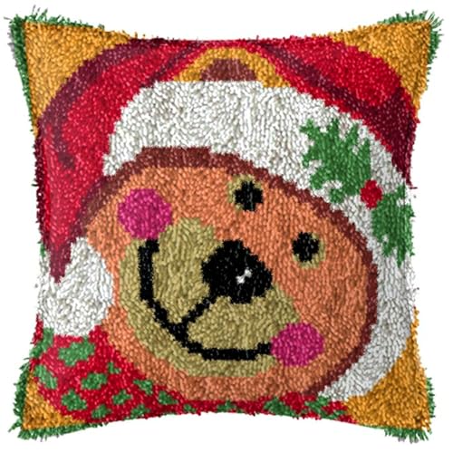 ACEMOOW Christmas Knüpfteppich Zum Selber knüpfen Knüpfsets 43x43cm Latch Hook Kit Selbst Knüpfen Set für Kinder und Erwachsene von ACEMOOW