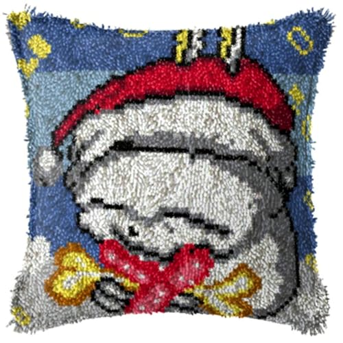 ACEMOOW Christmas Knüpfteppich Zum Selber knüpfen Knüpfsets 43x43cm Latch Hook Kit Selbst Knüpfen Set für Kinder und Erwachsene von ACEMOOW