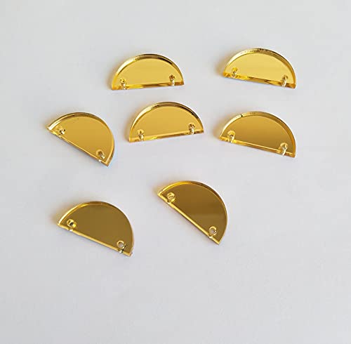 30 Stück halbrunde Spiegel-Acryl-Schmuckstücke, Acryl-Ohrringe oder Halsketten, Rohlinge, Acryl-Ohrring, Acryl-Ohrstecker (Goldspiegel) von ACFENG
