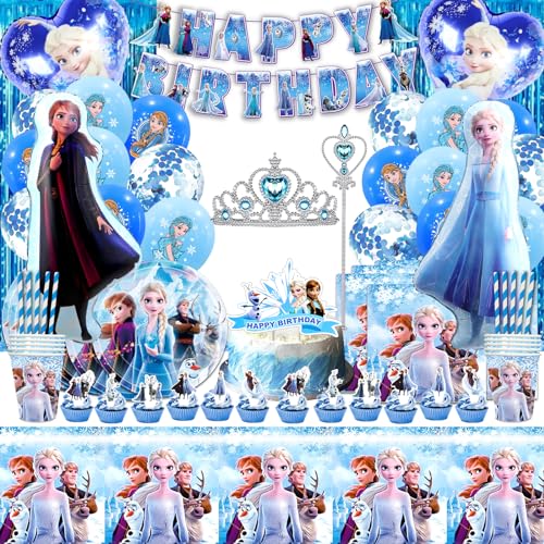 102 Pcs Froze Geburtstag Deko, Eiskönigin Geburtstagsdeko, Frozen Luftballon Geburtstag, Froze Geburtstag Geschirr, Eiskönigin Luftballon, Elsa Deco, Froze Party Supplies, Eiskönigin Ballon Set von ACIRIHO