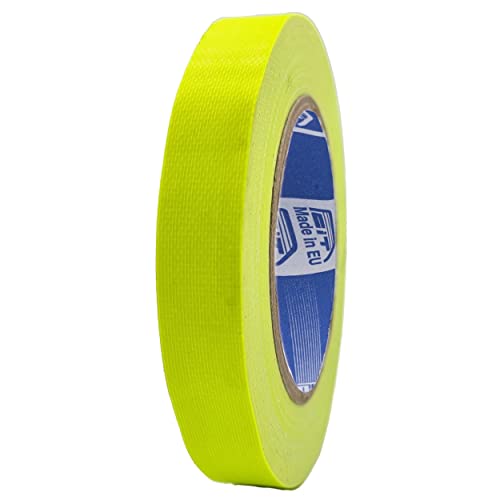 ACIT Neon Fluorescent Fabric Tape, fluoreszierendes Klebeband, 25 m x 19 mm, super stark (sogar Sonne, Hitze und Wasser), verstärktes Klebeband, Klebeband, Fluo Gaffer Tape (Gelb) von ACIT