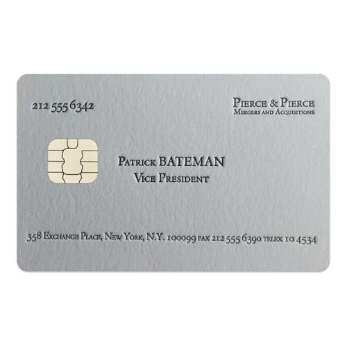 Patrick Bateman Business Card Kreditkarten Sticker, Kreditkarten Aufkleber, EC Karten Aufkleber, Credit Card Skin Cover, Credit Card Sticker, EC Karten Sticker, Easy Apply, Movie Prop (Large Chip) von ACME LABS