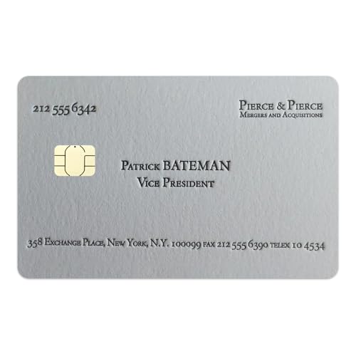 Patrick Bateman Business Card Kreditkarten Sticker, Kreditkarten Aufkleber, EC Karten Aufkleber, Credit Card Skin Cover, Credit Card Sticker, EC Karten Sticker, Easy Apply, Movie Prop (Small Chip) von ACME LABS