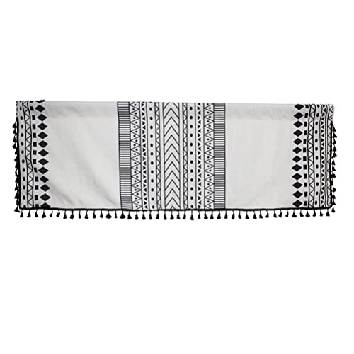 ACMHNC Scheibengardine Küche Landhausstil Kurzgardine Vintage Boho Geometrisch Muster mit Quaste Dekoration Bistrogardine 1 Stück (White,130cm x 60cm /51"*24") von ACMHNC