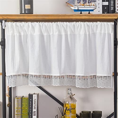 ACMHNC Scheibengardine Landhaus Vintage Bistrogardine Weiß Baumwolle Kurzgardine Romantische Handgefertigte Spitze Cafe Fensterdeko 1 Stück (White,150cm x 45cm /59"*18") von ACMHNC