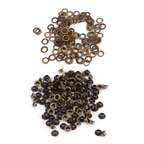 ACOGEDO Premium -Messing Ösen mit Eisenwaschmaschinen für Lederhandwerk und Textilbefestigung 100pcs 4 Mm Innendurchmesser - Ideal für Kleidungstaschen und -Projekte (4mm) (5 mm) von ACOGEDO