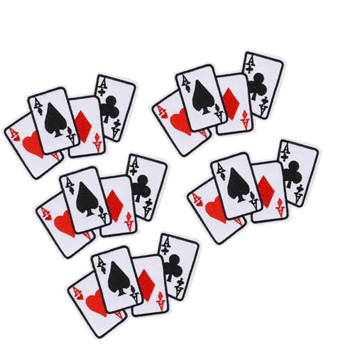 Classic Poker Ace Iron auf Flecken für Kleidung und Accessoires - 5 -teiliges Set - DIY -Stoffaufkleber für T -Shirts -Taschen Hüte und Mehr - Vielseitiges Spielkartendesign von ACOGEDO