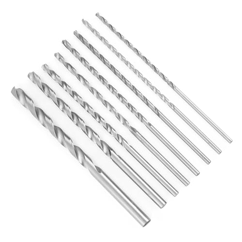 Extra Langes Schnellarbeitsstahl-Spiralbohrer-Set, 8-teilig – 4–10 Mm Gerader Schaft für Tiefe Lochbohrungen in Holz, Aluminium, Kunststoff von ACOGEDO