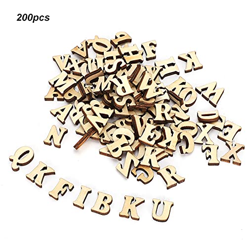 Holzbuchstaben, 200 Stück, DIY Log-Buchstabenform, Holz-Alphabet-Buchstaben, Holzbuchstaben, Holzblatt, Lernspielzeug, Basteln, Dekor für 26 Englische Buchstaben von ACOGEDO