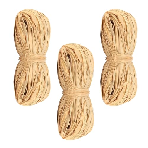 50 g Bast Raffia, 3 Stück Natur Raffiabast, Naturbast zum Basteln, Weben und Gärtnern, für Deko Geschenk Karton Pakete von ACONDE