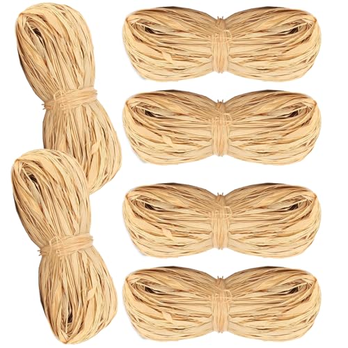 50 g Bast Raffia, 6 Stück Natur Raffiabast, Naturbast zum Basteln, Weben und Gärtnern, für Deko Geschenk Karton Pakete von ACONDE