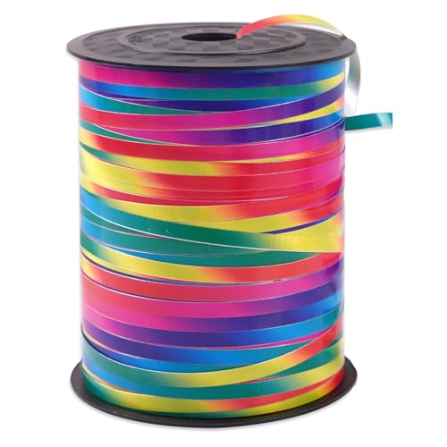 ACONDE Geschenkband Bunt, 450 Meter Glänzend Bunt Glitzer Ringelband Ballonband, 5mm, Synthetik, für Ballonverschlüsse, Verschiedene Anlässe, Multicolored von ACONDE