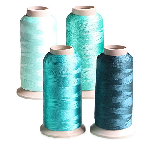 4 Stück Stickgarn Light Cyan Türkis Türkis Blaugrün Polyester Riesige Spule 3608 Yards (3300 m) Jeweils für Heimstickerei und Nähmaschinen - ACRAFT von ACRAFT