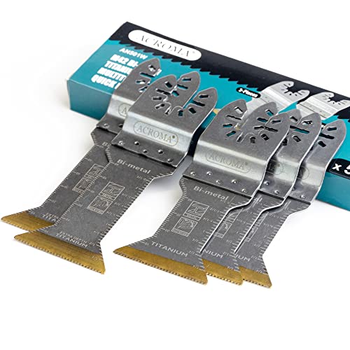 Acroma 5-teilige Titan-verstärkte M42 HSS Bi-Metall Multitool-Klingen, 45 mm und 68 mm extra lange Klingen, ideal für Tauchschnitte auf Multi-Materialien, BM50005 von ACROMA