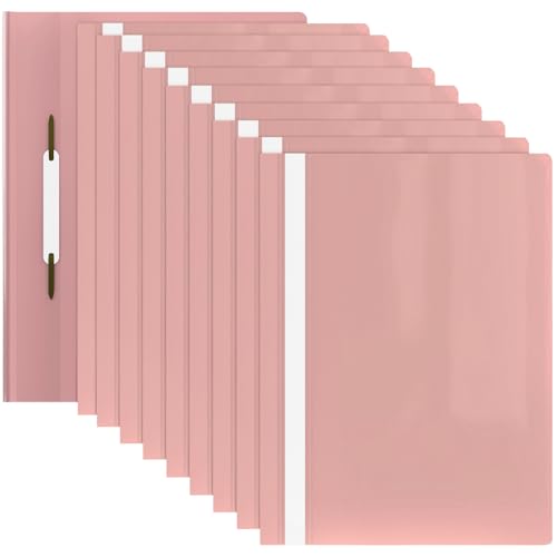 ACROPAQ - 10 x Schnellhefter A4 - Transparente Vorderseite und farbige Rückseite, Hefter A4 für bis zu 70 Seiten, Pastellrosa, Professionelle und einfache Organisation - Plastik File Folder, Mappen von ACROPAQ