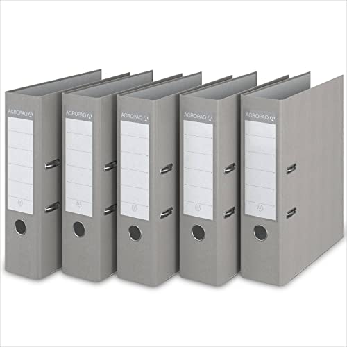 ACROPAQ - 5 x Ordner A4-5er Set in Grau, 2 Ringe - Aktenordner, Ringmappe, Ringordner, Ringhefter, Ringbuch - D0085 von ACROPAQ