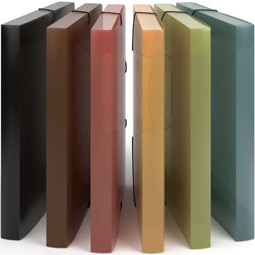 ACROPAQ - 8 x Sammelmappe A4 - Bis zu 200 Seiten, Rückenbreite 3 cm, Elastischer Verschluss, Wasser, Natur Farbkollektion - Dokumentenmappe, Archivbox, Heftbox von ACROPAQ