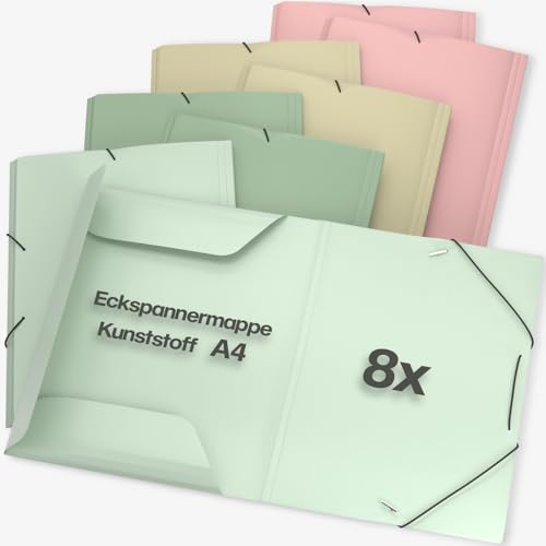 ACROPAQ - 8 x Sammelmappe A4 - Bis zu 200 Seiten, Rückenbreite 2,5cm, Elastischer Verschluss, Erde, Natur Farbkollektion - Dokumentenmappe, Archivbox, Heftbox von ACROPAQ