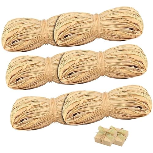 Natur Raffiabast, 50 g Bast Raffia, Naturbast zum Basteln, Weben und Gärtnern, Zur Dekoration und Geschenkverpackung (6 Stück) von ACTIUSIS