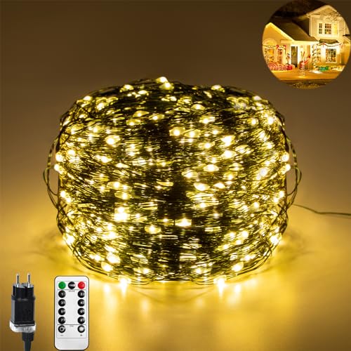 ACXIN 100M 1000 LEDs Lichterkette aus Kupferdraht mit Fernbedienung Timer, Drahtlichterkette Innen Außenlichterkette, 8 Modi IP44 Wasserdicht für Weihnachten, Zimmer, Party, Hochzeit, DIY, Warmweiß von ACXIN