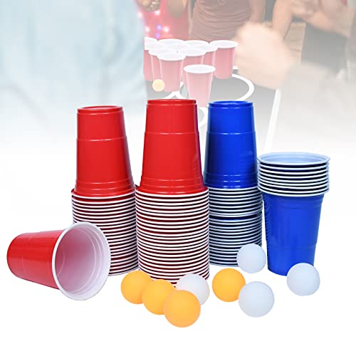 ACXIN Becher Set, Bestehend aus 100 Rote/Blau Wiederverwendbare Becher 16oz+ 10 Beer Pong Bällen | Biergläser aus Wiederverwendbarem Kunststoff für Weihnachten, Geburtstag, Hochzeit und Partys von ACXIN