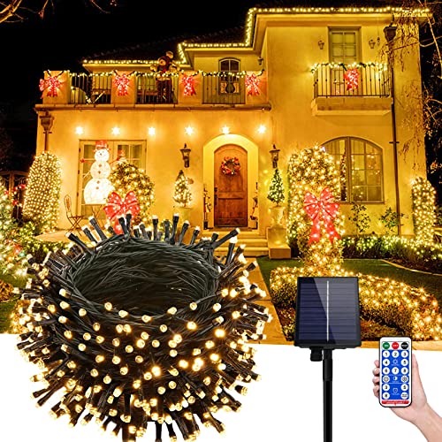 ACXIN Solar Lichterkette Aussen 100m 1000 LED Weihnachtsbaum Lichterkette 8 Modi Solarlichterkette IP44 Wasserfest mit Fernbedienung Timer für Garten Party Balkon von ACXIN