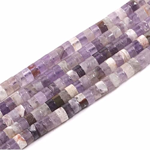 1 Strang 4x2mm natürliche Edelsteinperlen Heishi Perlen, lose flache runde ungefärbte Zylinder flache Abstandshalter Steinperlen für Armband Ohrringe Schmuckherstellung,Amethyst von ACYUNLEI