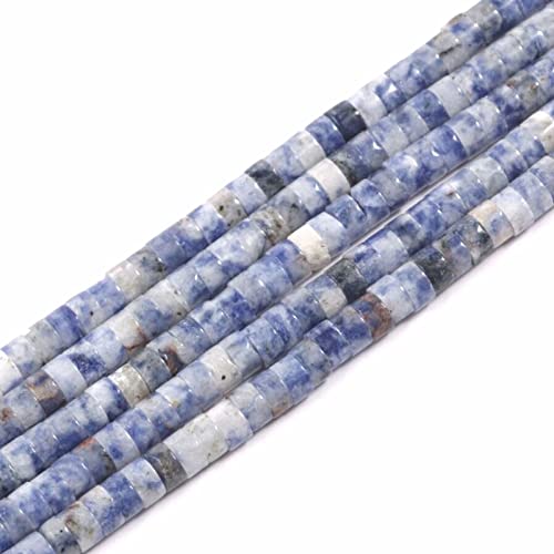 1 Strang 4x2mm natürliche Edelsteinperlen Heishi Perlen, lose flache runde ungefärbte Zylinder flache Abstandshalter Steinperlen für Armband Ohrringe Schmuckherstellung,Blaue Flecken Jaspis von ACYUNLEI