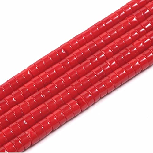 1 Strang 4x2mm natürliche Edelsteinperlen Heishi Perlen, lose flache runde ungefärbte Zylinder flache Abstandshalter Steinperlen für Armband Ohrringe Schmuckherstellung,Rote Koralle von ACYUNLEI