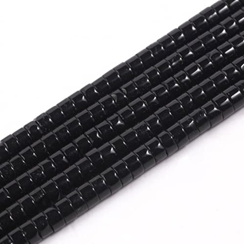 1 Strang 4x2mm natürliche Edelsteinperlen Heishi Perlen, lose flache runde ungefärbte Zylinder flache Abstandshalter Steinperlen für Armband Ohrringe Schmuckherstellung,Schwarzer Achat von ACYUNLEI