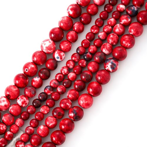 38pcs 10mm Rot Glatte Regen Blume Perlen Edelstein Runde lose Perlen für Schmuck Herstellung Armband Zubehör von ACYUNLEI