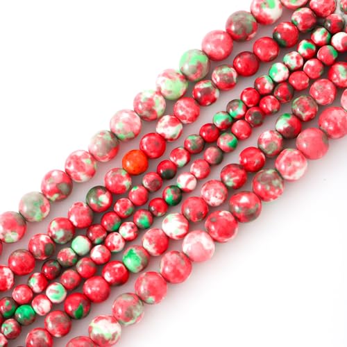 38pcs 10mm Rot und Grün Glatte Regen Blume Perlen Edelstein Runde lose Perlen für Schmuck Herstellung Armband Zubehör von ACYUNLEI