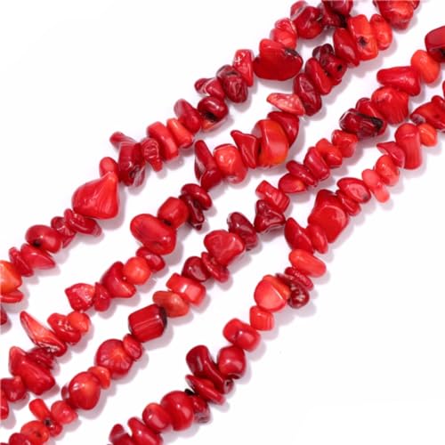 5-8mm natürliche Rote Koralle unregelmäßige Chips Stein Perlen Kristall Edelsteine für DIY-Schmuck machen Handwerk liefert Charms sortiert 30-33" von ACYUNLEI