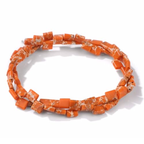 5x5mm Naturstein Orangefarbener Jaspis 2 Loch Tila Perlen flache quadratische lose Rechteck Spacer Perlen für DIY-Armband Ohrring Schmuck machen von ACYUNLEI
