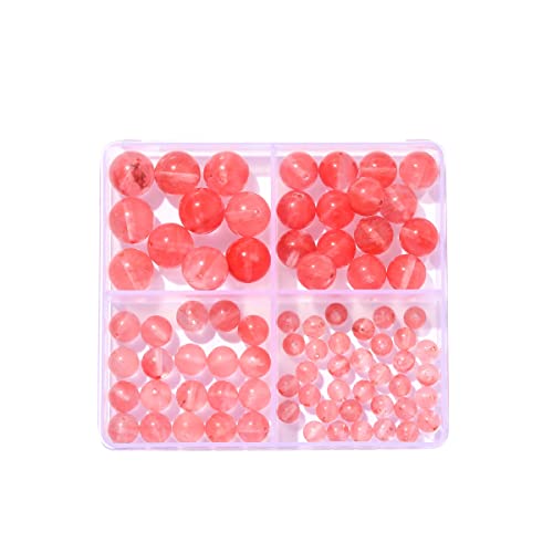 6-12mm Naturstein Rote Wassermelone Perlen Kit Runde echten echten Stein glatt Perlen lose Edelsteine DIY Perle für Armband Halskette Ohrringe Schmuckherstellung von ACYUNLEI