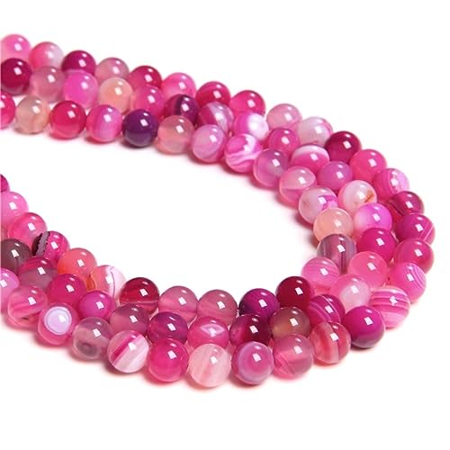 60PCS 6mm natürlichen Rosa gestreiften Achat Runde glatte lose Abstandshalter Perlen Loch Größe 1mm Edelstein Energie Heilung DIY Perlen für Armband Halskette Schmuck machen von ACYUNLEI