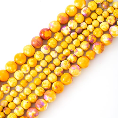 60pcs 6mm Gelb Glatte Regen Blume Perlen Edelstein Runde lose Perlen für Schmuck Herstellung Armband Zubehör von ACYUNLEI